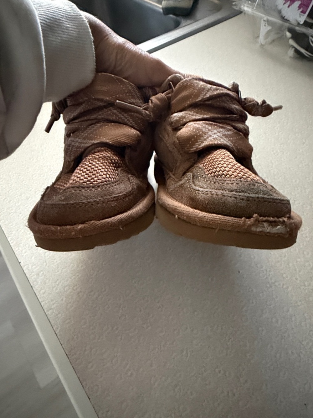 UGG Kids Tan Brown Lace-Up Cozy Boots - Picture 2 of 8